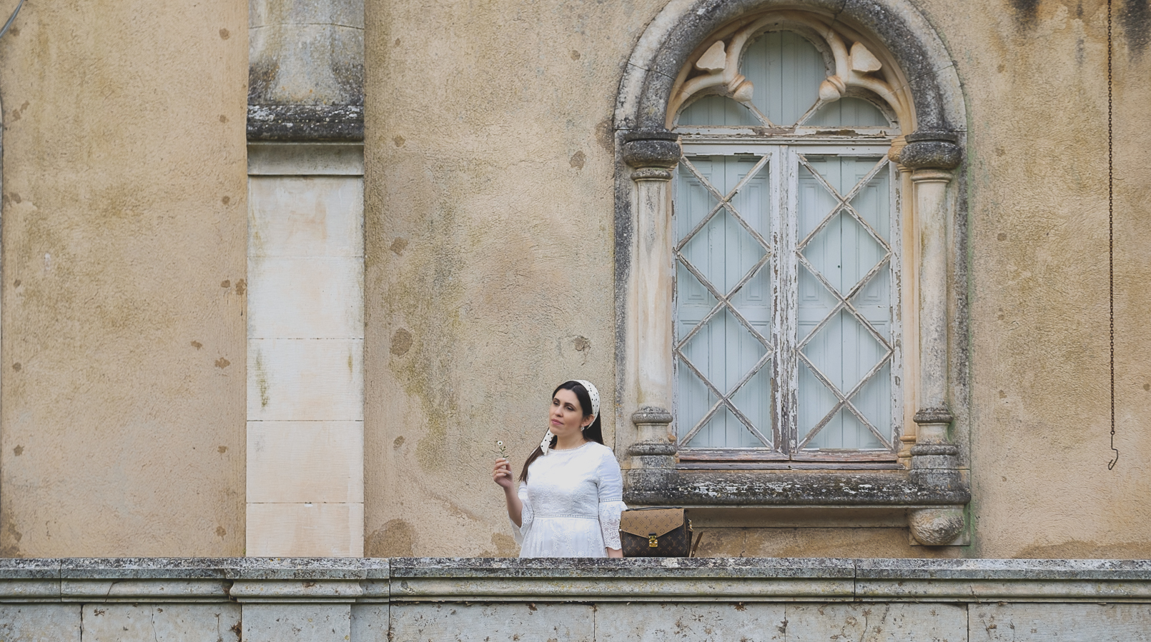 Le Fashionaire Are things just things? white lace embroidered shein skater dress polka dots scarf zara 7051F EN